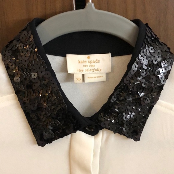 Kate spade button up sequin collar blouse XS - Picture 13 of 16